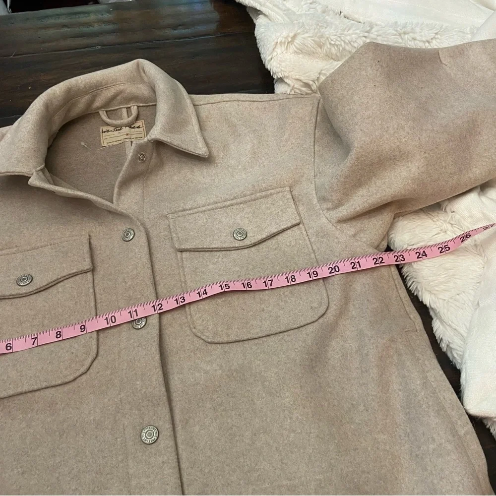 New! Free People Lola shirt jacket shacket cream tan nbnn - Picture 7 of 8
